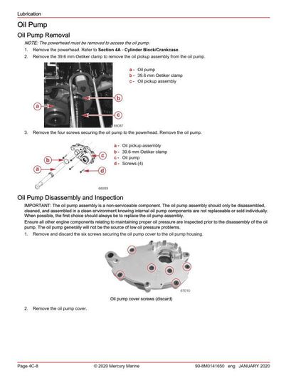 Mercury Racing 450R Supercharged Outboard Service Manual sample page with diagrams and specifications