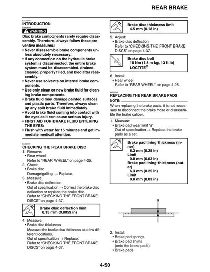 Yamaha FJR1300A Motorcycle Service Manual sample page showing repair procedures