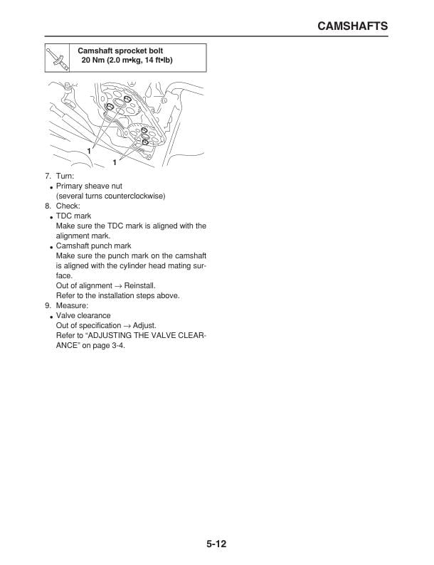 Yamaha Morphous Maxam CP250V Scooter Service Manual sample page showing repair procedures