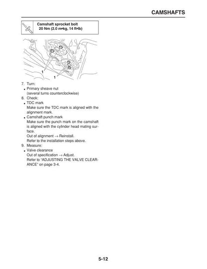 Yamaha Morphous Maxam CP250V Scooter Service Manual sample page showing repair procedures