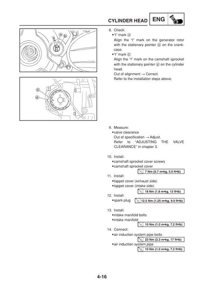 Yamaha T110LE Crypton Vega Jupiter Z Motorcycle Service Manual sample page with diagrams and specifications