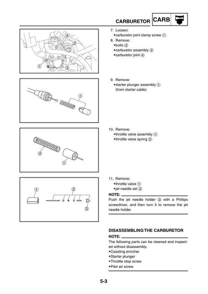 Yamaha T110LE Crypton Vega Jupiter Z Motorcycle Service Manual sample page with technical illustrations