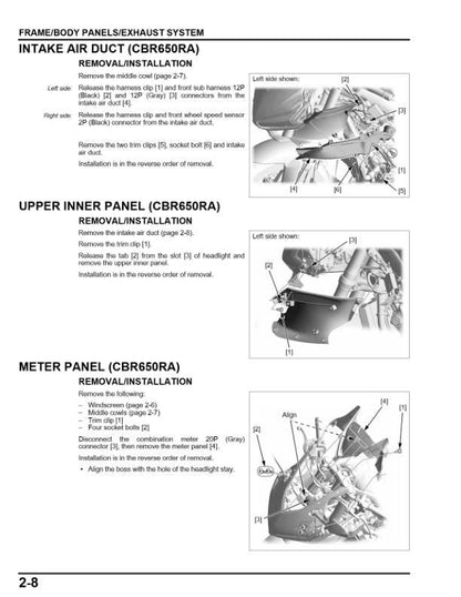 Honda CBR650R Baby Fireblade Motorcycle Service Manual | 2021-2022 - sample page 3