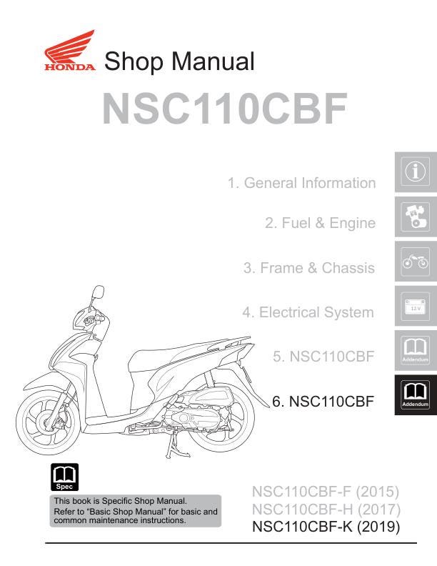 Honda Vision 110 Scooter Service Manual factory service manual title page