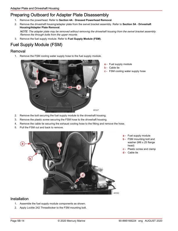 Mercury 150 SeaPro Pro XS FourStroke Outboard Service Manual sample page from the repair manual