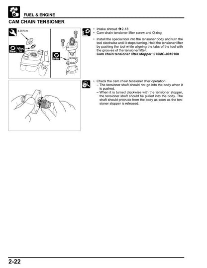 Honda Elite 125 Scooter Service Manual sample page showing repair procedures