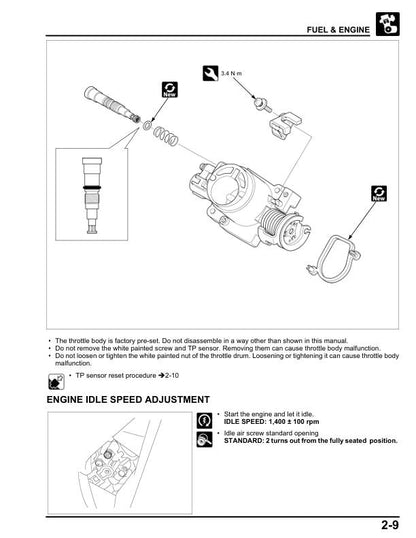 Honda Wave Alpha 110 Innova Supra Scooter Service Manual sample page with diagrams and specifications