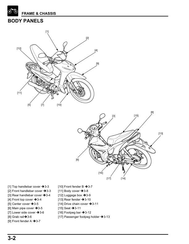 Honda Wave Alpha 110 Innova Supra Scooter Service Manual sample page from the repair manual