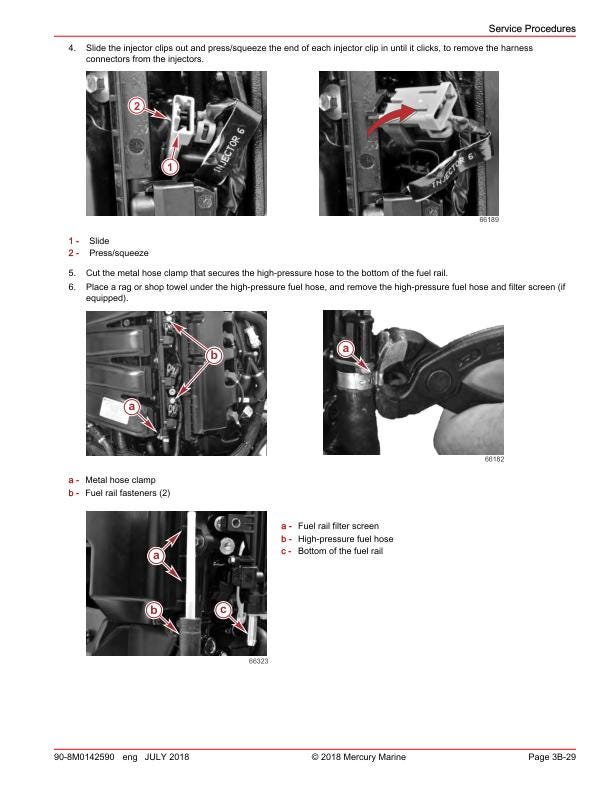 Mercury Verado 250 300 AMS SeaPro Outboard Service Manual sample page showing repair procedures