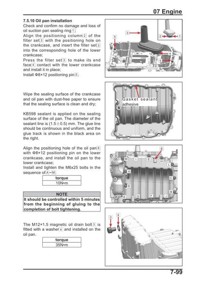 CFMOTO 450SR 450SS CF400-6 Motorcycle Service Repair Manual sample page with service data and tables