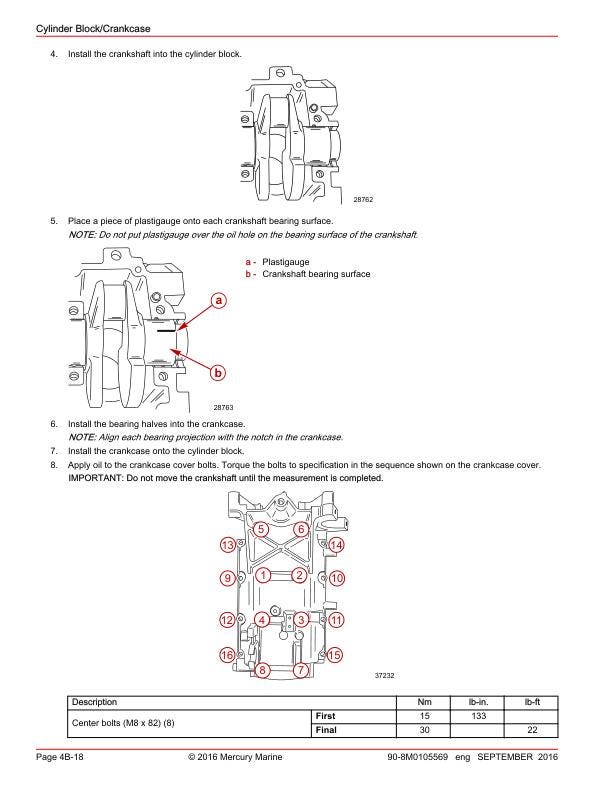 Mercury 30 40 EFI FourStroke Outboard Service Manual sample page with technical illustrations
