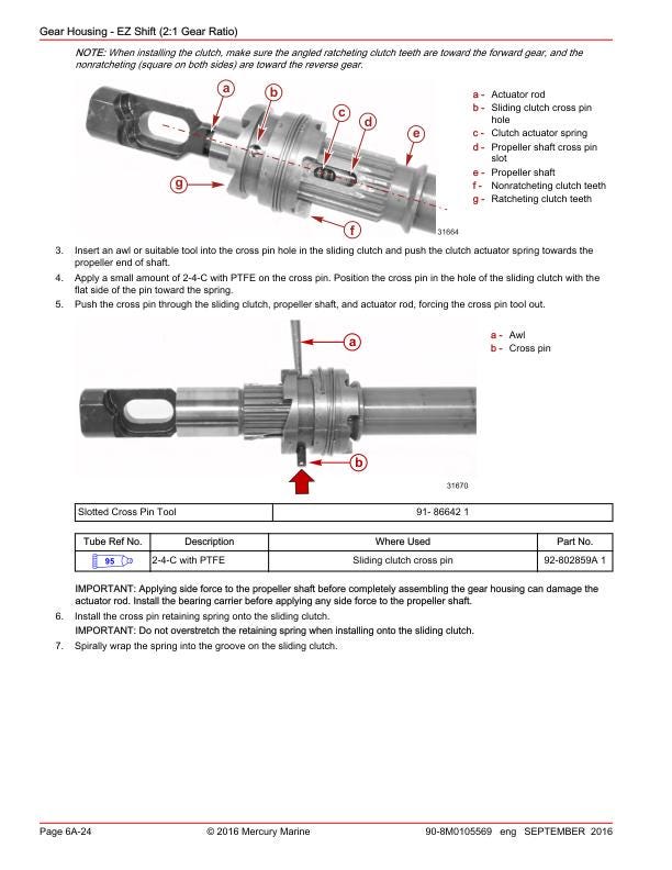 Mercury 30 40 EFI FourStroke Outboard Service Manual sample page with service data and tables