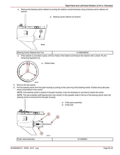 Mercury Verado 200 300 350 400R Outboard Service Manual sample page with service data and tables