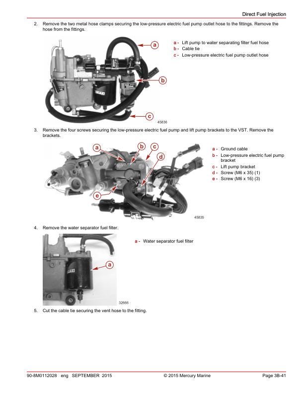 Mercury OptiMax SportJet 200 Outboard Service Manual sample page showing repair procedures