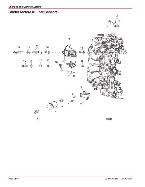 Mercury FourStroke 75 90 115 80 100 Outboard Service Manual sample page with diagrams and specifications