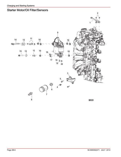 Mercury FourStroke 75 90 115 80 100 Outboard Service Manual sample page with diagrams and specifications