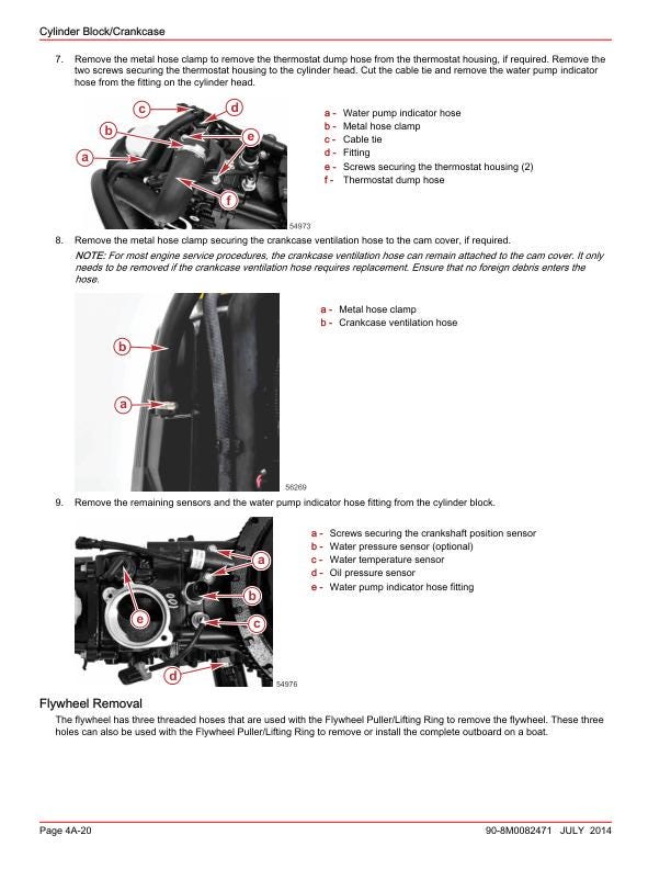 Mercury FourStroke 75 90 115 80 100 Outboard Service Manual sample page with technical illustrations