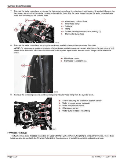 Mercury FourStroke 75 90 115 80 100 Outboard Service Manual sample page with technical illustrations