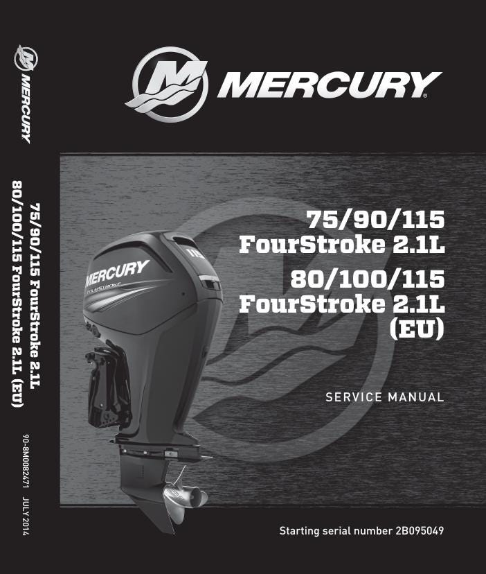 Mercury FourStroke 75 90 115 80 100 Outboard Service Manual factory service manual title page
