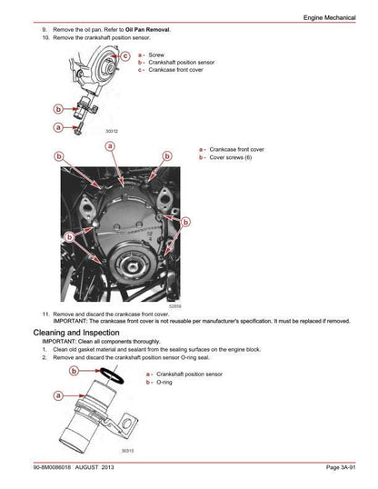 Mercury MerCruiser 4.3 TKS MPI Inboard Service Manual sample page showing repair procedures
