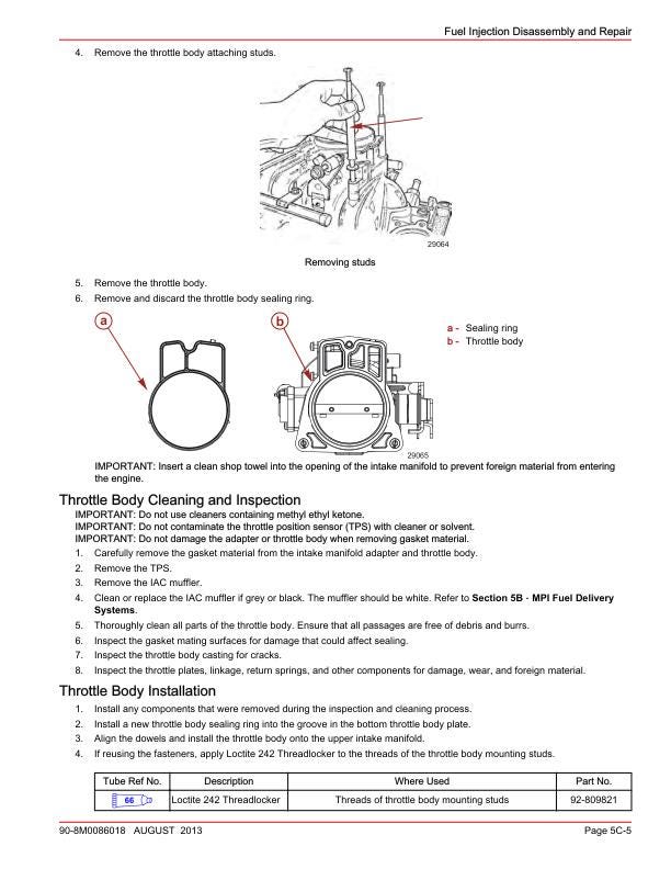 Mercury MerCruiser 4.3 TKS MPI Inboard Service Manual sample page with service data and tables