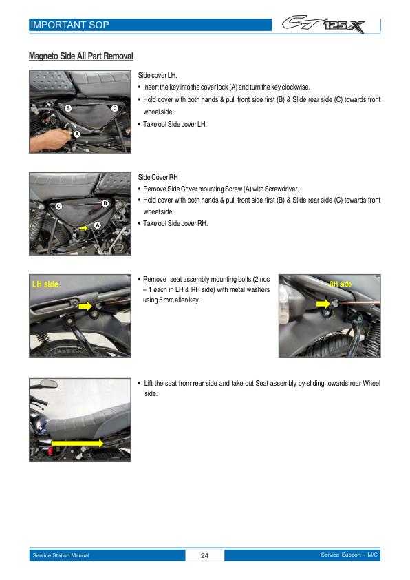 Bajaj CT125X Motorcycle Service Repair Manual table of contents