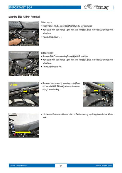 Bajaj CT125X Motorcycle Service Repair Manual table of contents