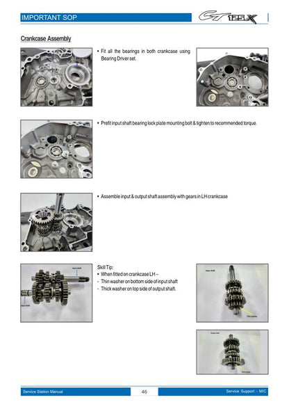 Bajaj CT125X Motorcycle Service Repair Manual sample page with diagrams and specifications