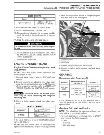 Can Am Outlander 500 800R 1000 CanAm Service Manual table of contents