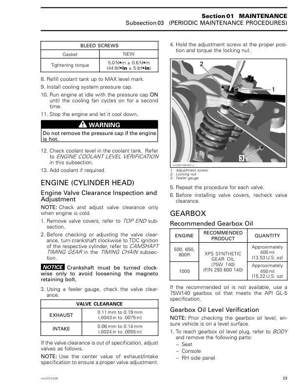 Can Am Outlander 500 650 800R 1000 Service Manual table of contents