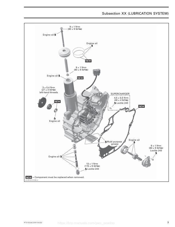 Sea-Doo GTI GTR GTS Wake Service Manual table of contents
