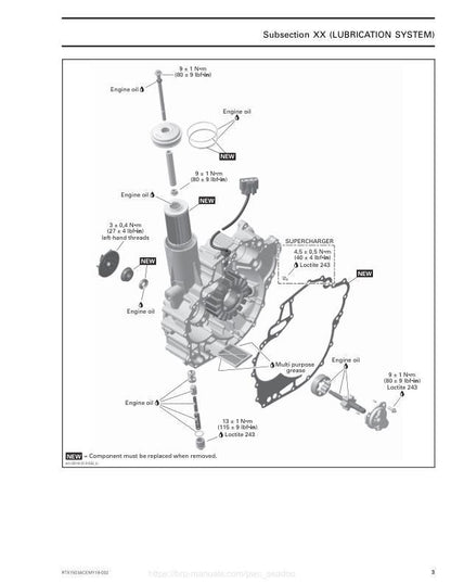 Sea-Doo GTI GTR GTS Wake Service Manual table of contents