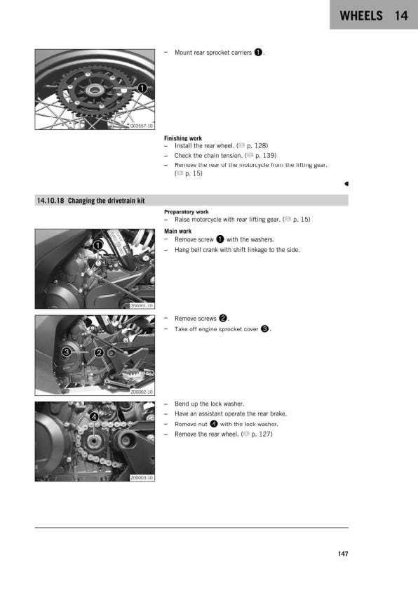 KTM 790 Adventure Motorcycle Service Manual sample page showing repair procedures