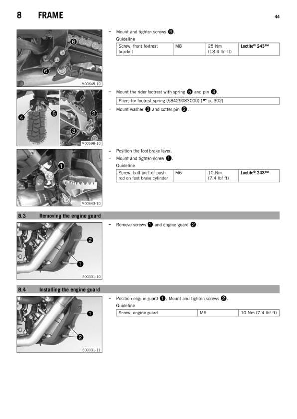 KTM 1190 Adventure Motorcycle Service Manual sample page from service manual