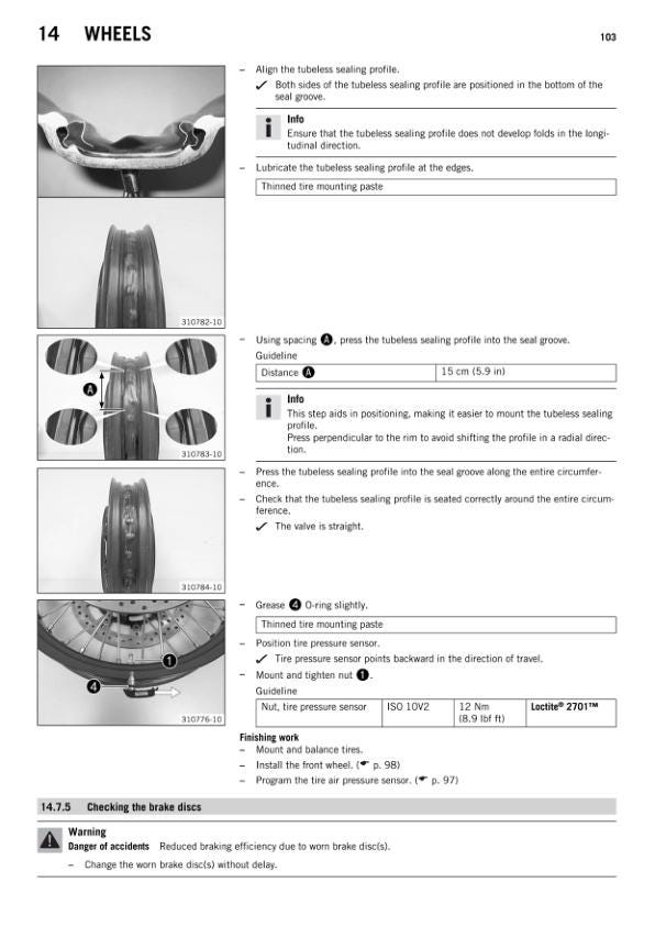 KTM 1190 Adventure Motorcycle Service Manual sample page with technical illustrations