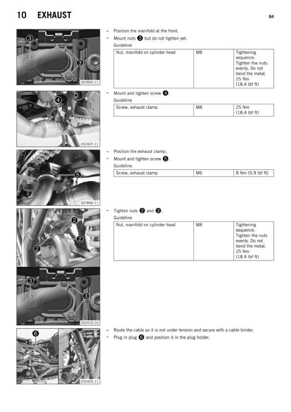 KTM 1190 Adventure Motorcycle Service Manual sample page with diagrams and specifications