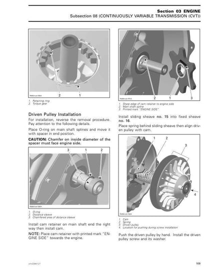 Can Am Outlander 400 EFI Service Manual sample page showing repair procedures