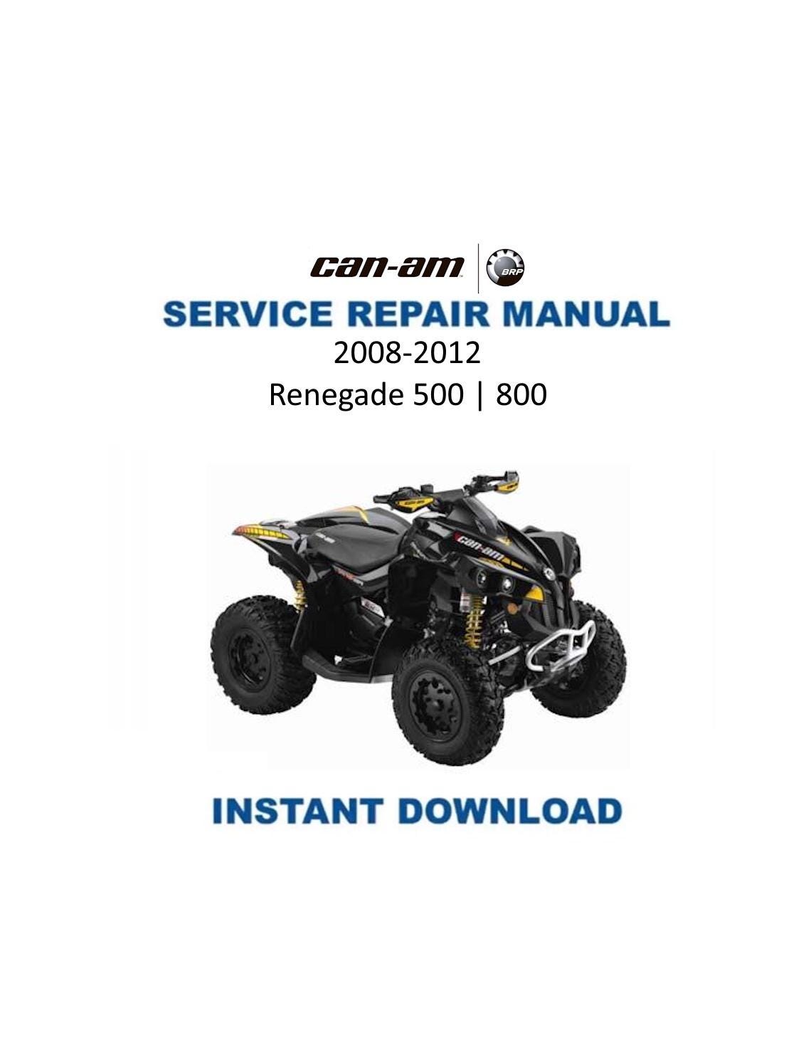 Can Am Renegade 500 800 Service Manual 2008-2012 - Service Manual PDF Instant Download