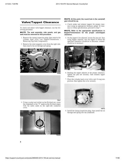 Arctic Cat Arctic Cat 150 ATV Service Manual table of contents