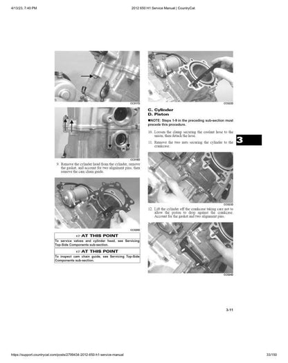 Arctic Cat 650 H1 ATV Service Manual table of contents