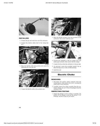Arctic Cat 650 H1 ATV Service Manual sample page with technical illustrations