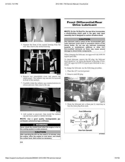 Arctic Cat 550 700 ATV Service Manual table of contents