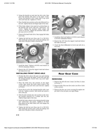 Arctic Cat 550 700 ATV Service Manual sample page from the repair manual