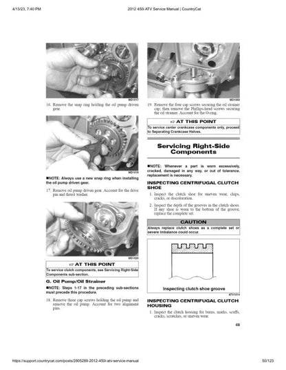 Arctic Cat 450i ATV Service Manual sample page with technical illustrations