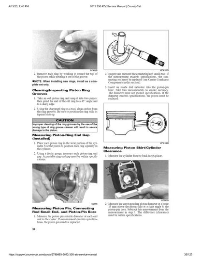 Arctic Cat 350 ATV Service Manual sample page showing repair procedures