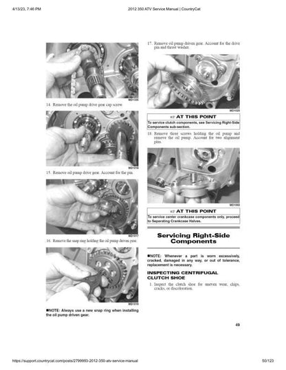 Arctic Cat 350 ATV Service Manual sample page from the repair manual