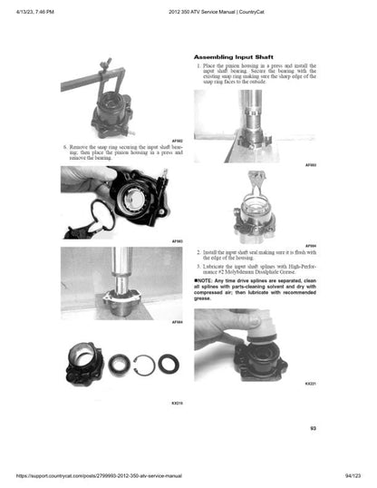 Arctic Cat 350 ATV Service Manual sample page