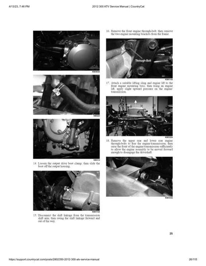 Arctic Cat 300 ATV Service Manual sample page with diagrams and specifications