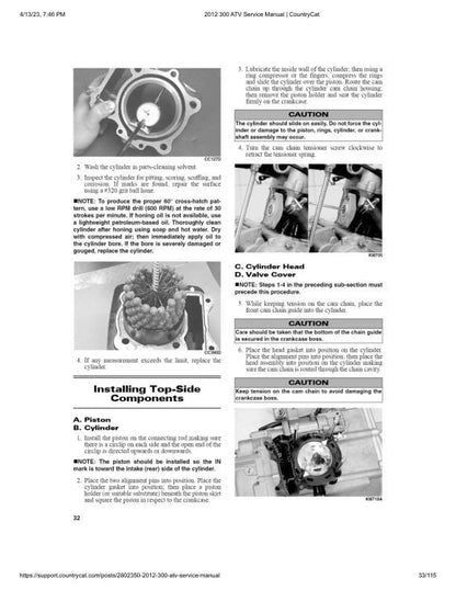 Arctic Cat 300 ATV Service Manual sample page showing repair procedures