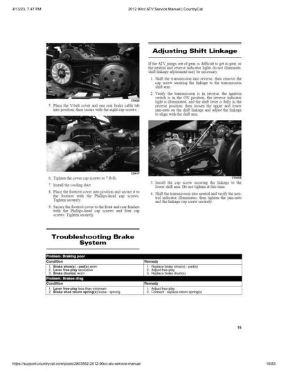 Arctic Cat 90cc ATV Service Manual sample page from service manual
